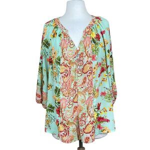Figueroa & Flower Paisley Floral Blouse Size Medium